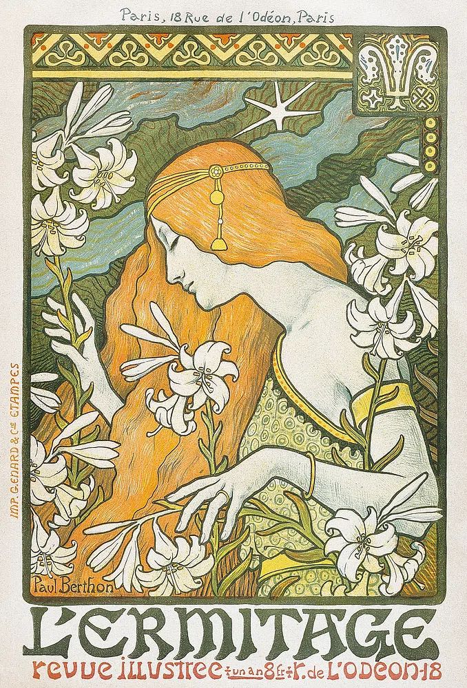 L'Ermitage (1897), vintage woman illustration. poster — vintage art