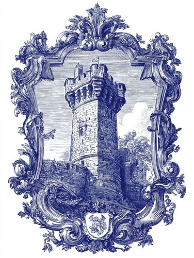 Blue Castle Crest Vintage Print. poster