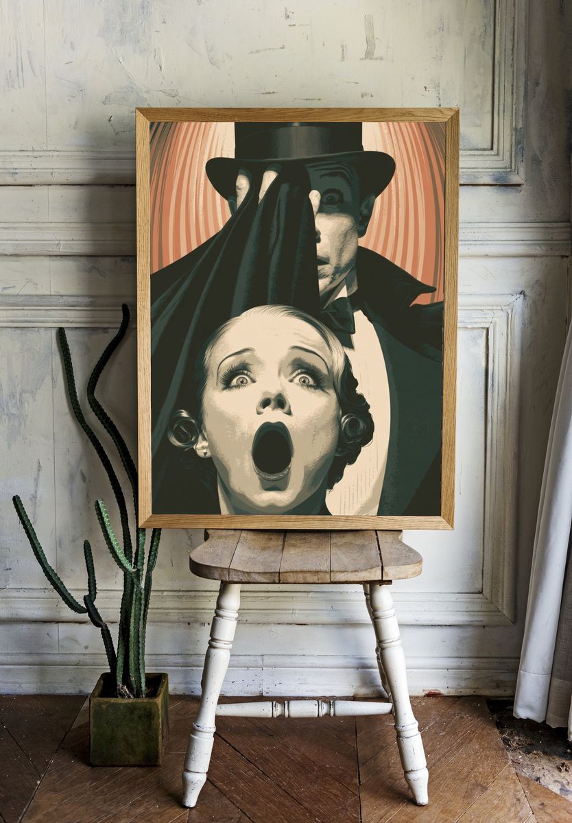 Vintage Horror Couple Poster. — room view 1