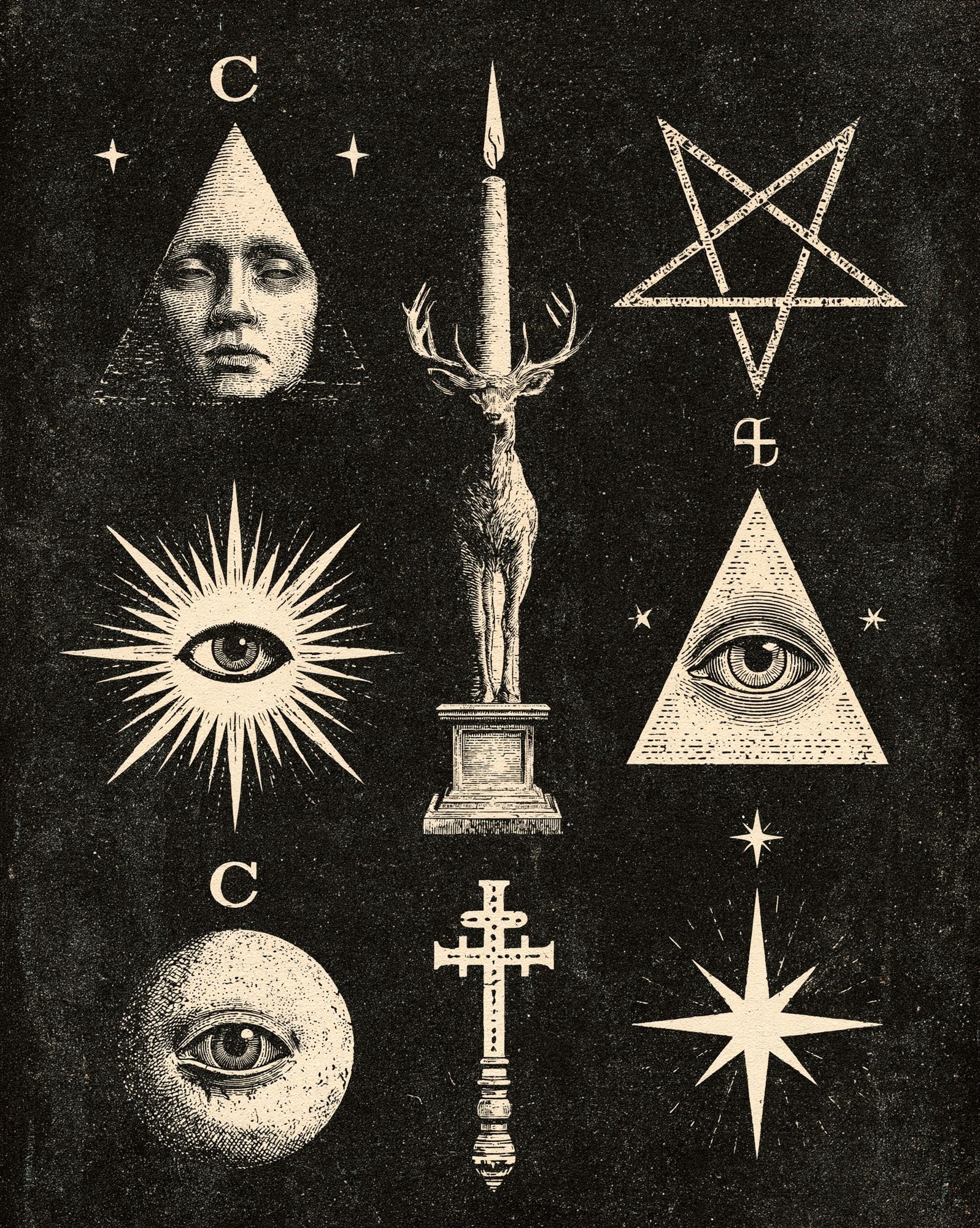 Occult Symbols Vintage Print. poster — vintage art