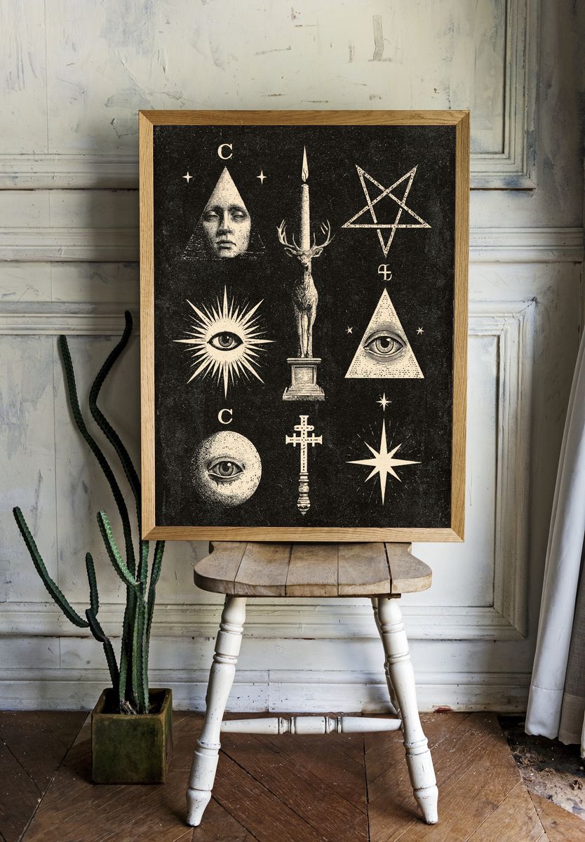 Occult Symbols Vintage Print. — room view 1