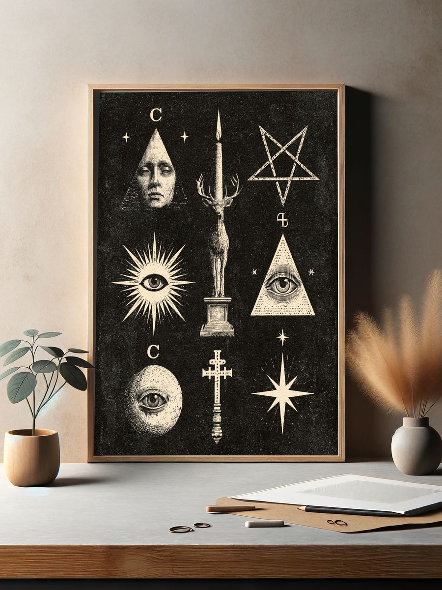 Occult Symbols Vintage Print. — room view 2