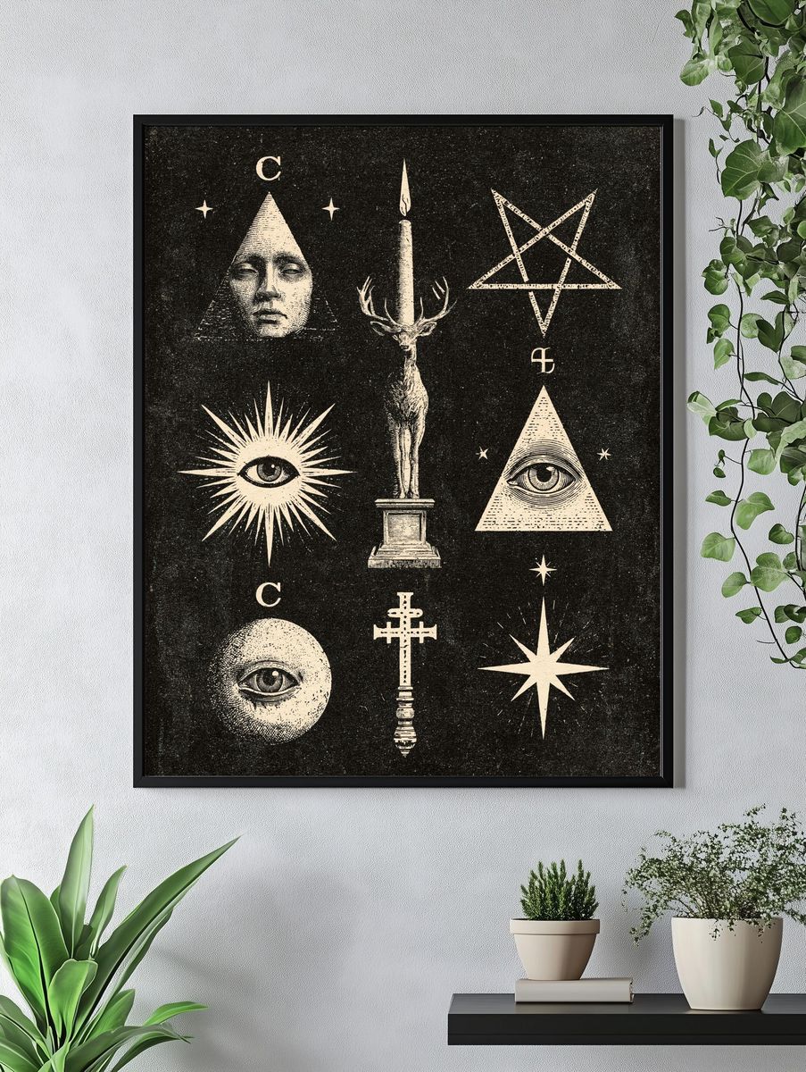 Occult Symbols Vintage Print. — room view 4