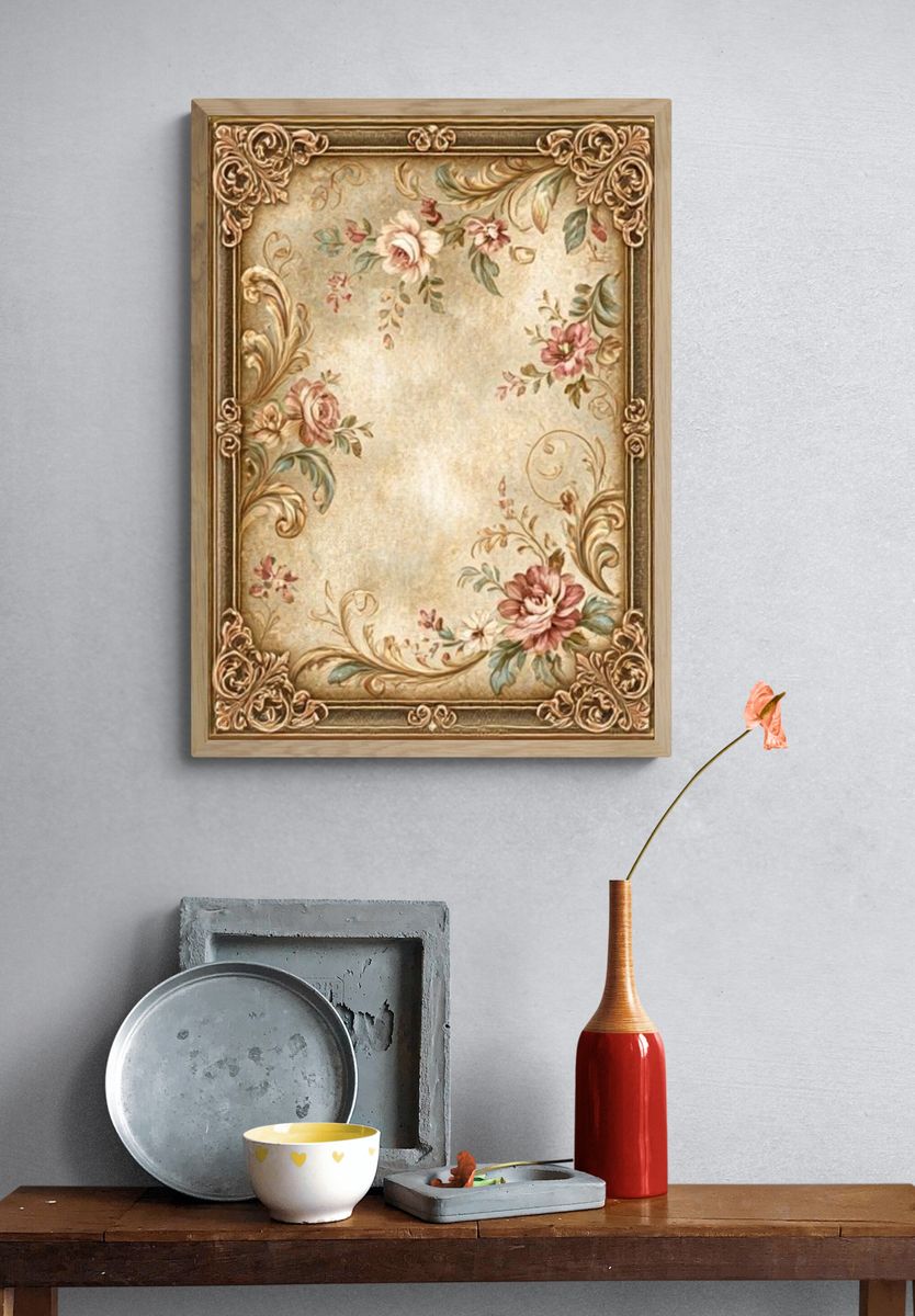 Ornate Floral Vintage Poster. — room view 3