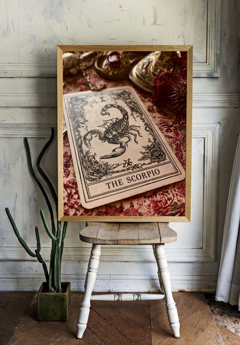 Scorpio Vintage Tarot Print. room preview