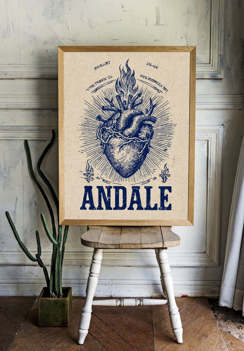 Anatomical Heart Vintage Print. — room view 1
