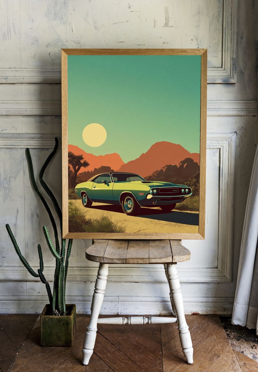 Desert Muscle Car Vintage Poster. — room view 1