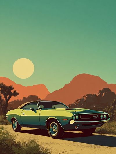 Desert Muscle Car Vintage Poster. poster print