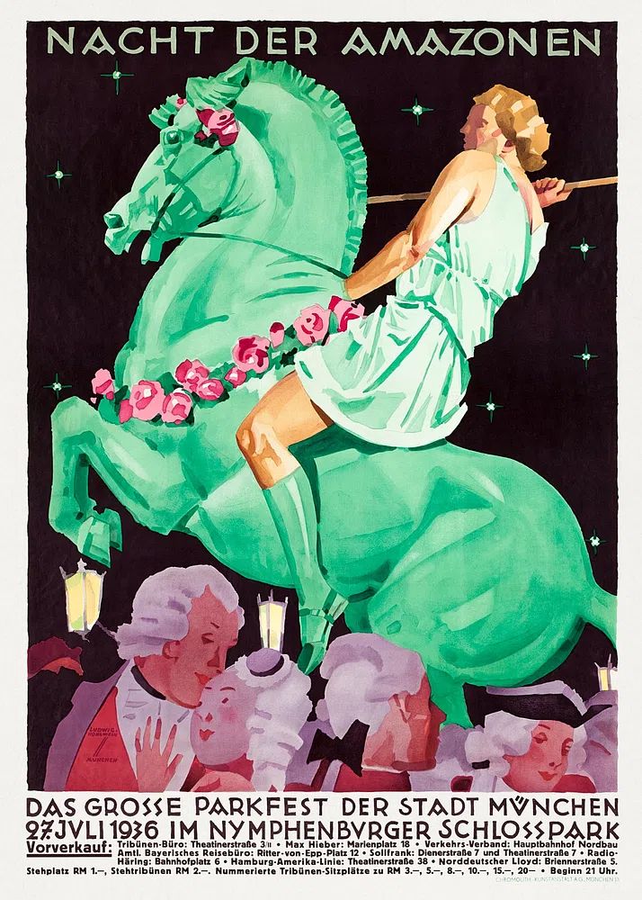 Nacht der Amazonen Vintage Poster. poster — vintage art