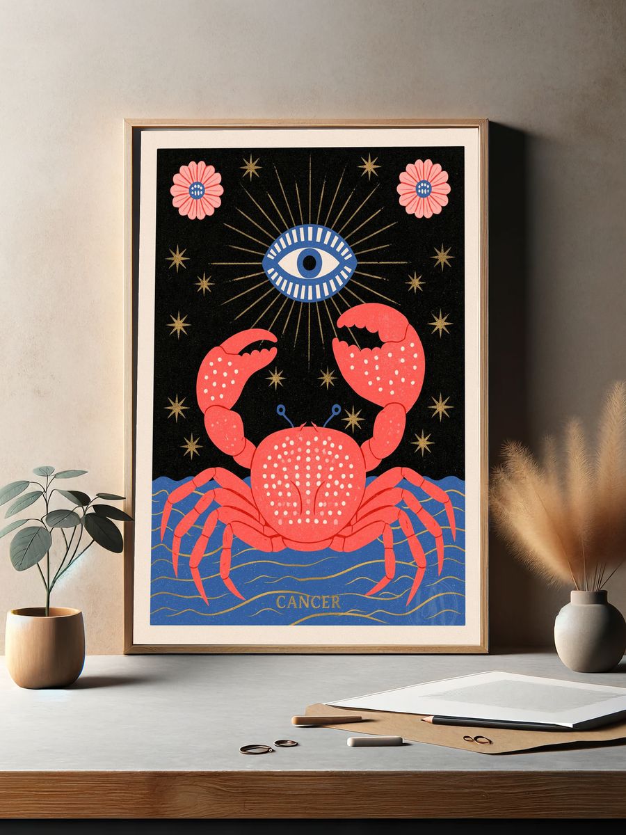 Cancer Zodiac Vintage Poster. — room view 2