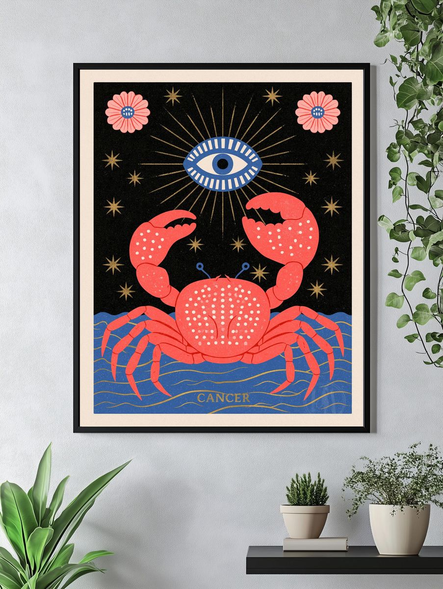 Cancer Zodiac Vintage Poster. — room view 4