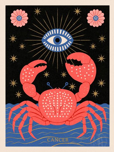 Cancer Zodiac Vintage Poster. poster