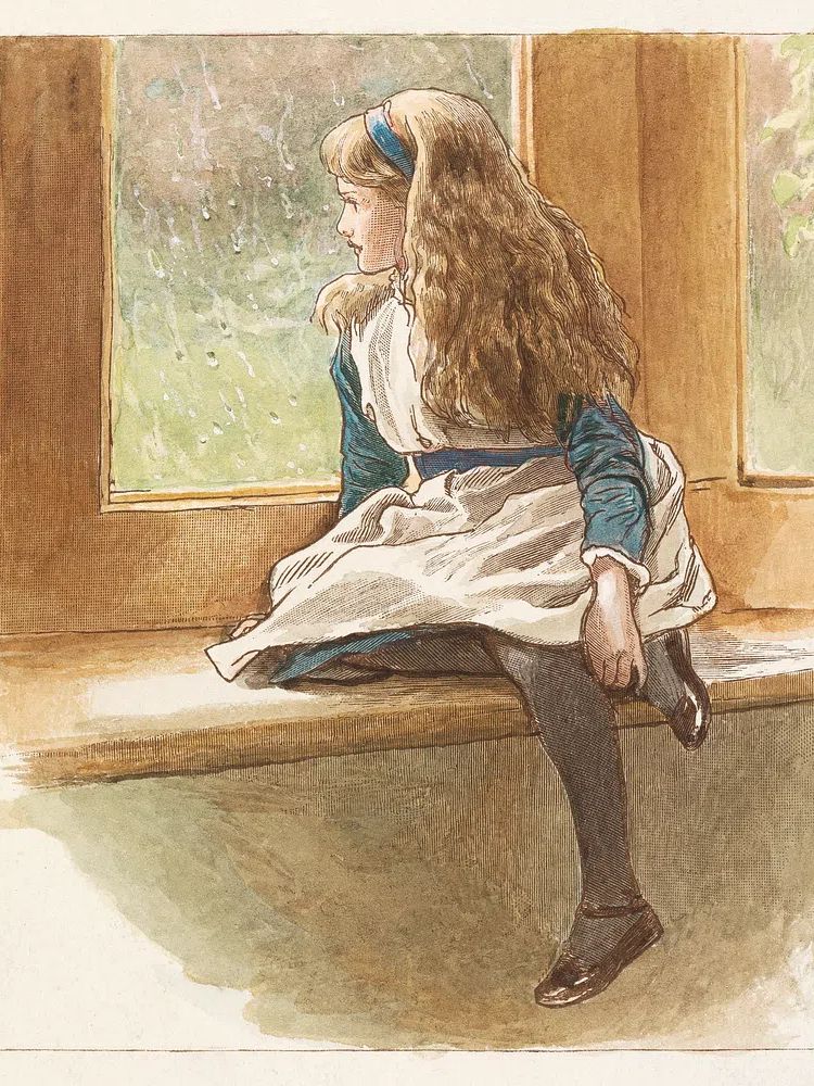 Girl by the Window — Vintage Print. poster — vintage art