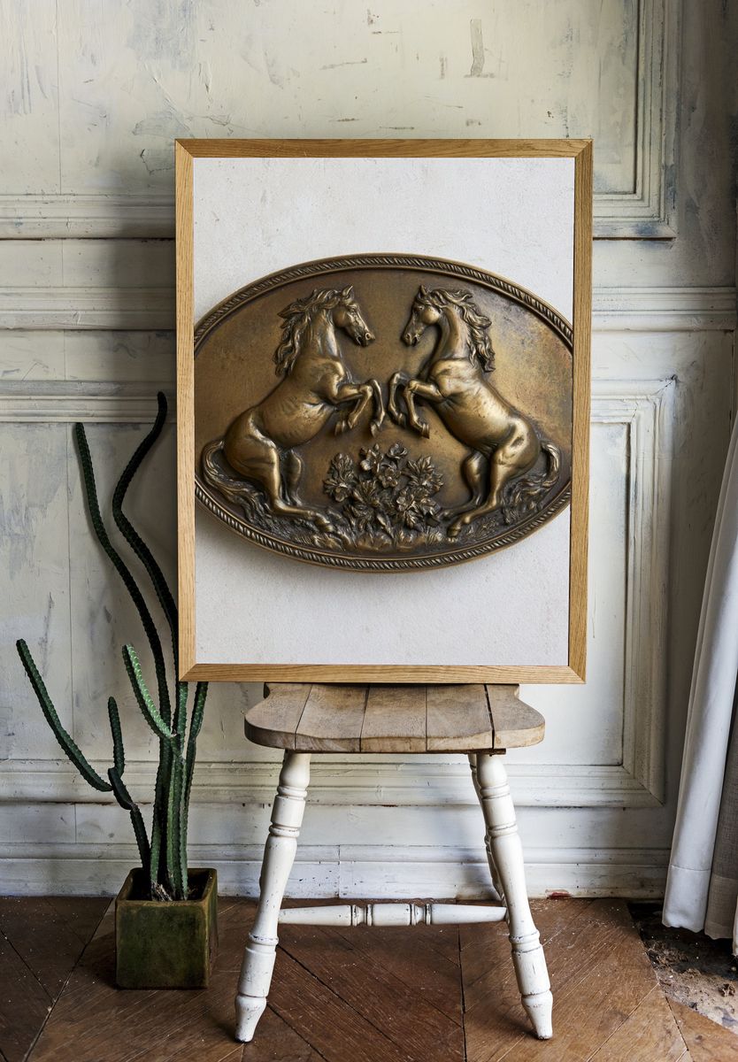 Rearing Horses Vintage Print. — room view 1