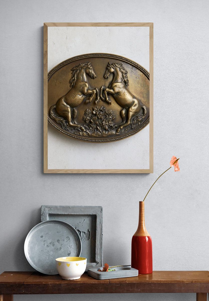 Rearing Horses Vintage Print. — room view 3