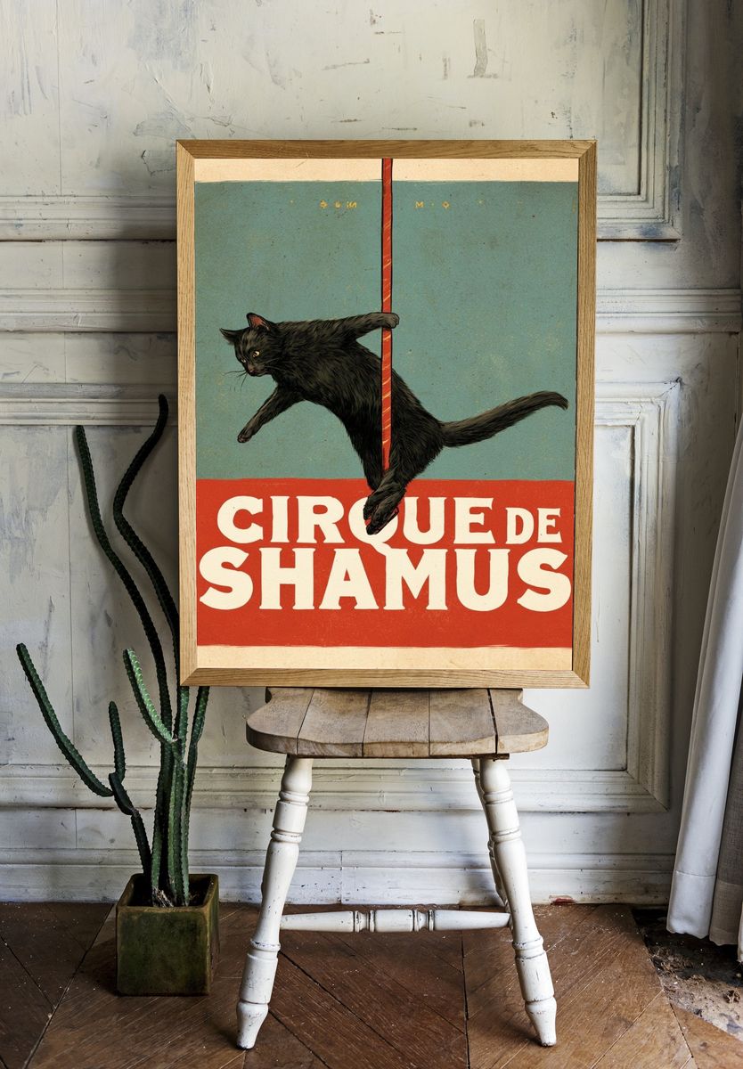 Circus Cat Vintage Poster. — room view 1