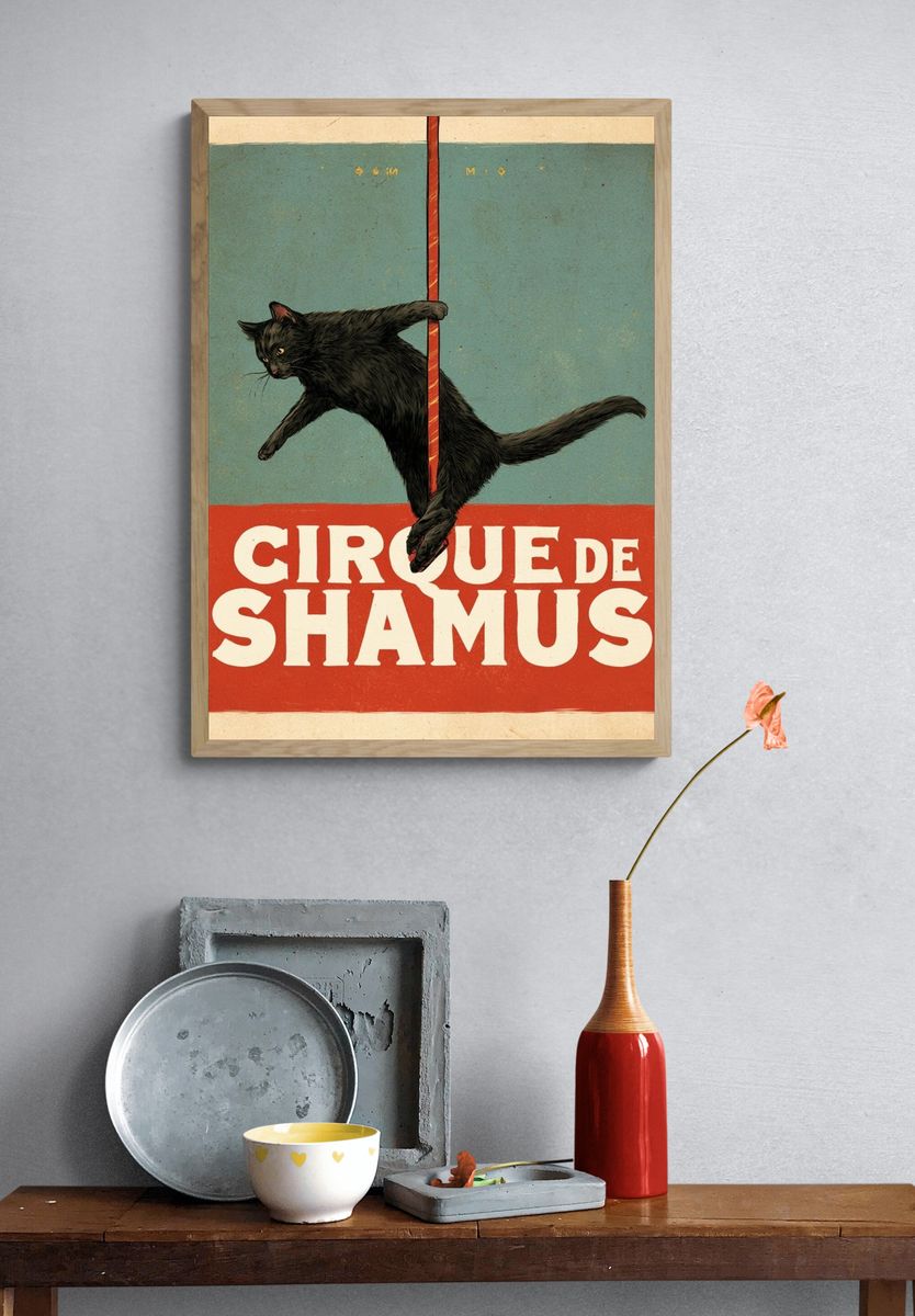 Circus Cat Vintage Poster. — room view 3