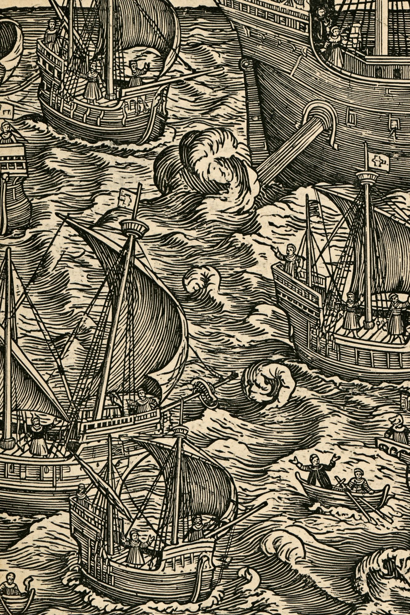 Woodcut Sailing Fleet Poster. poster — vintage art