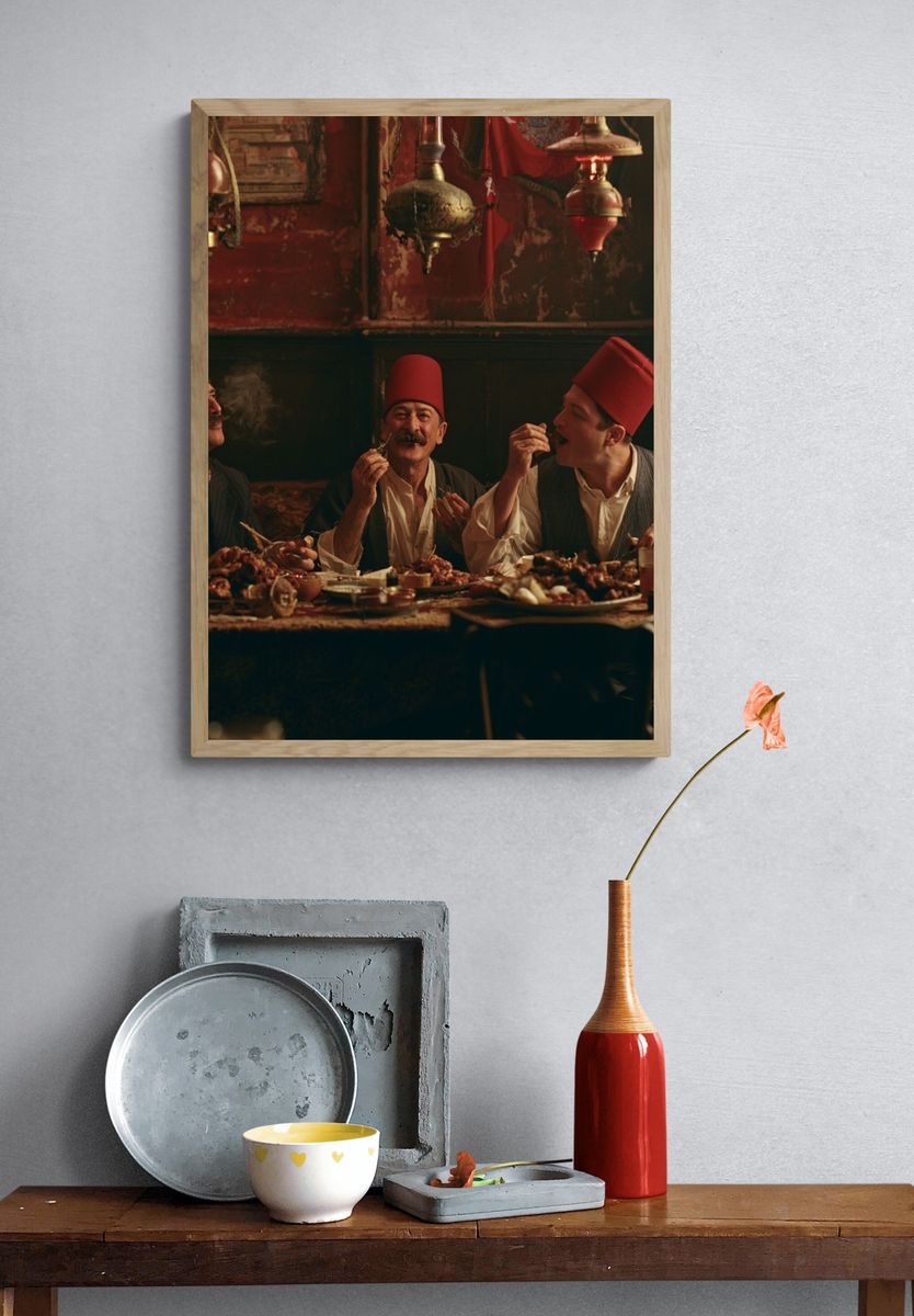 Ottoman Feast Scene Vintage Print. — room view 3