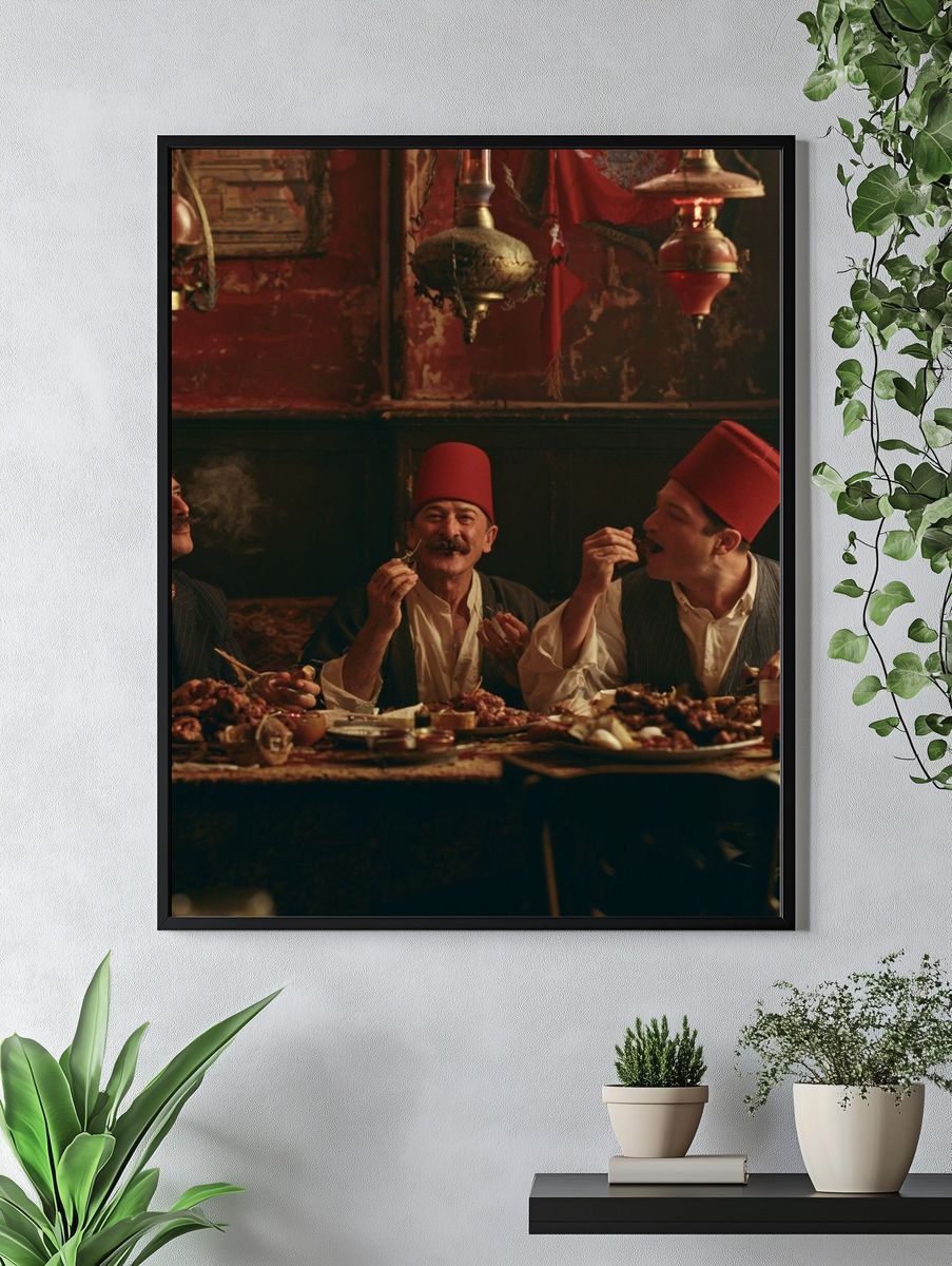 Ottoman Feast Scene Vintage Print. — room view 4