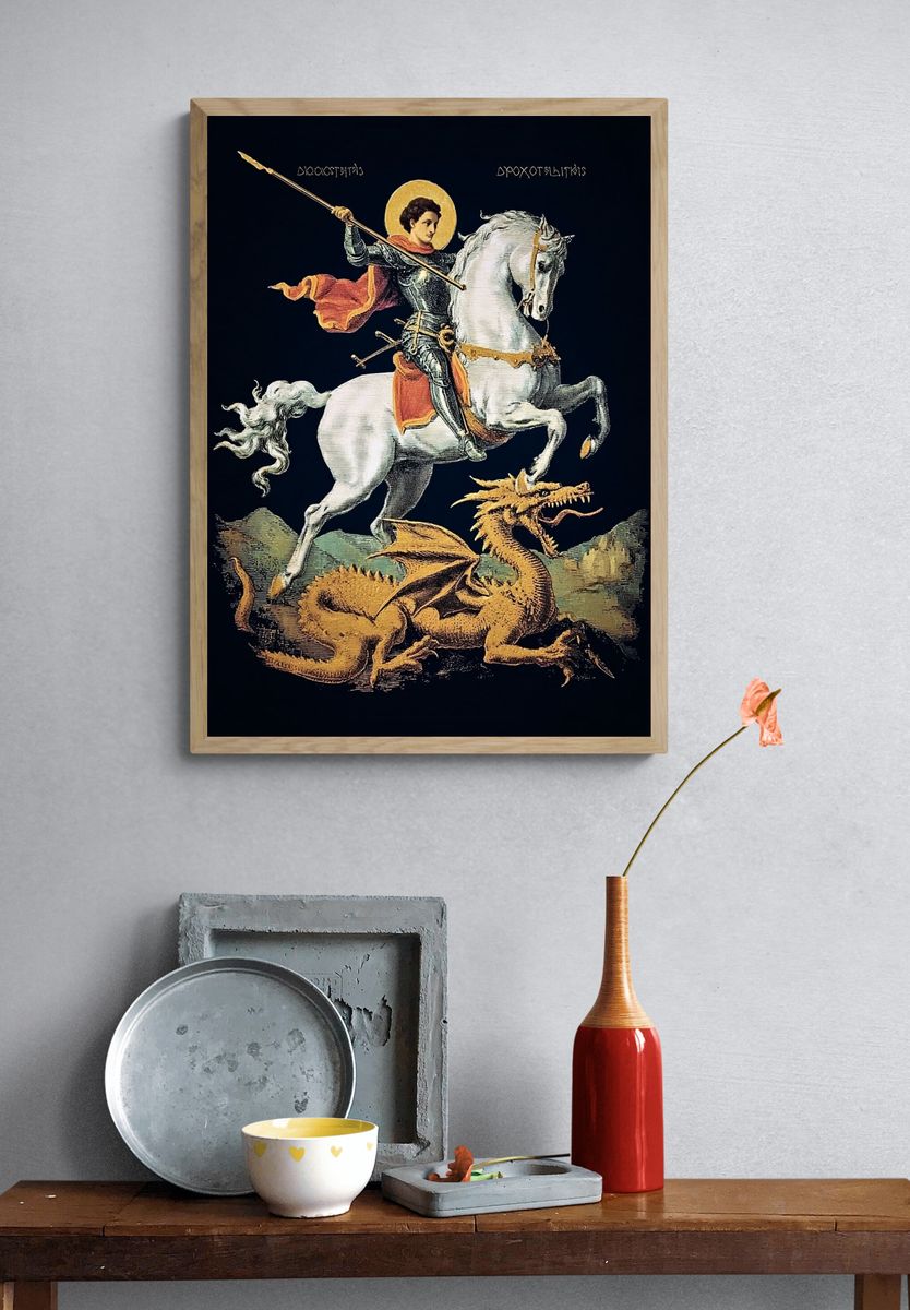 Saint George and Dragon Vintage Print. — room view 3