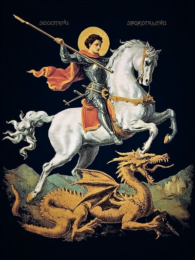 Saint George and Dragon Vintage Print. poster