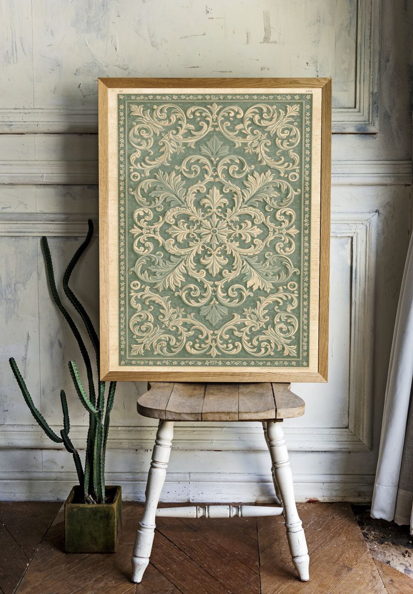 Ornate Baroque Scrollwork Print. — room view 1