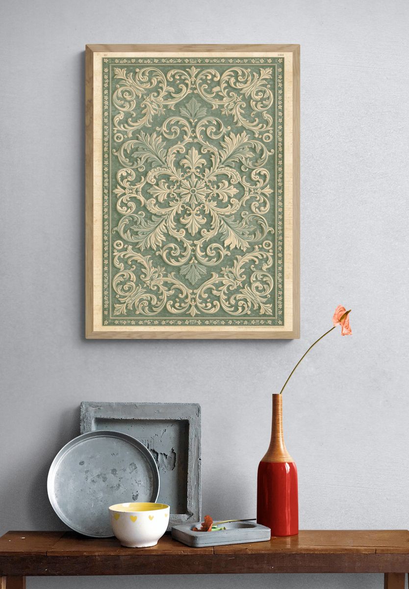 Ornate Baroque Scrollwork Print. — room view 3
