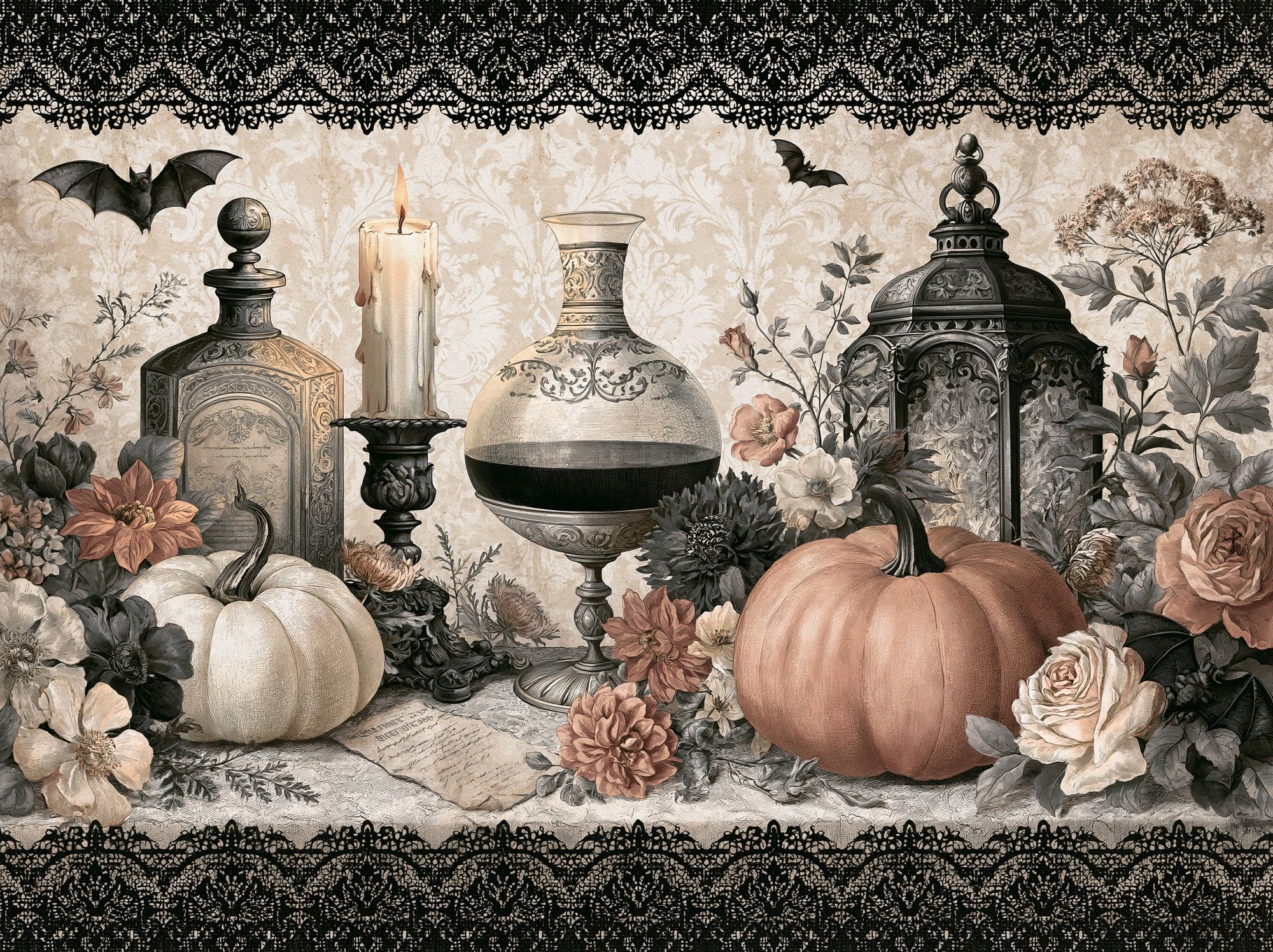 Halloween Still Life Vintage Poster. poster detail