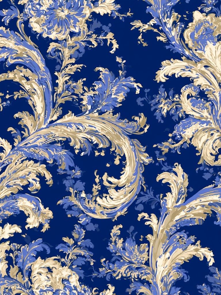Blue Damask Pattern Poster. poster detail