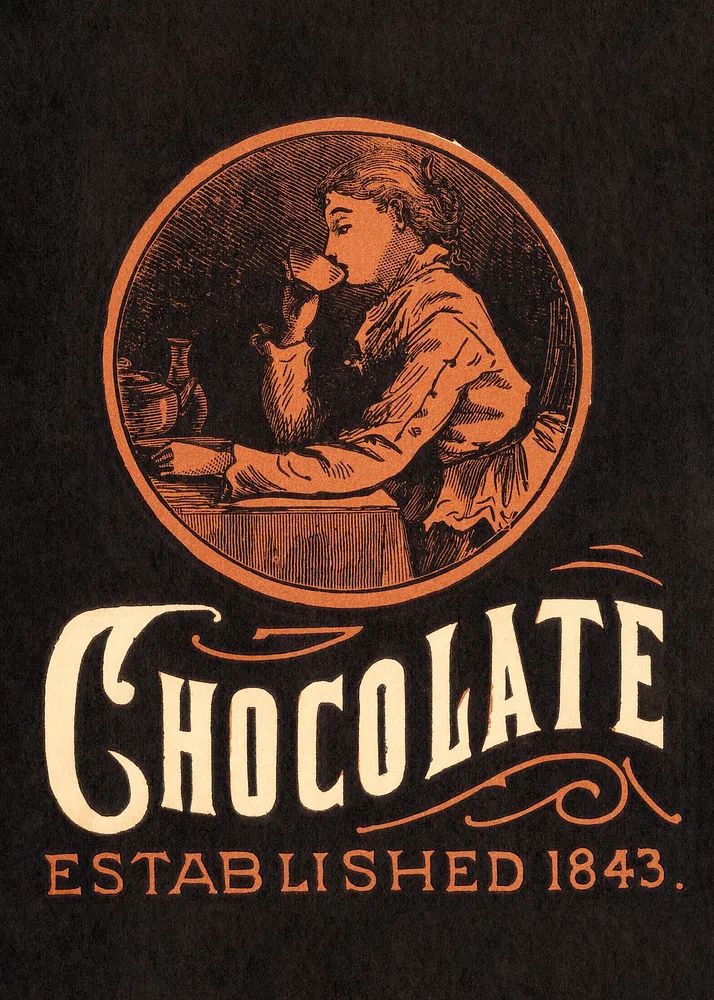 Webb's Chocolate (1843) chromolithograph art. poster — vintage art