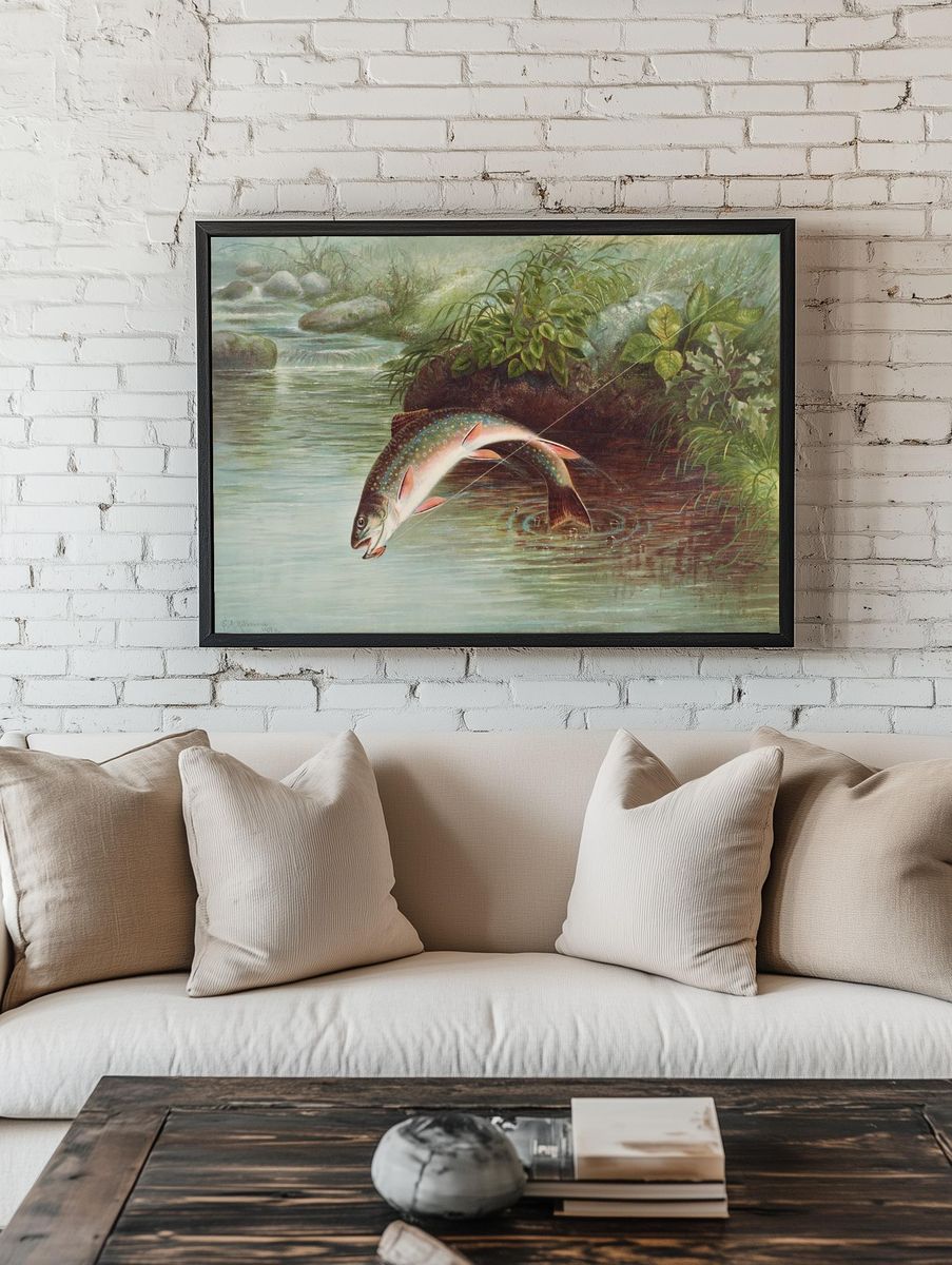 Leaping Brook Trout chromolithograph (1874). room preview