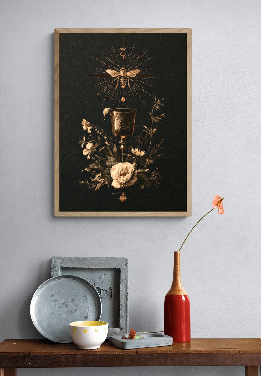 Mystic Altar Still Life Vintage Print. — room view 3