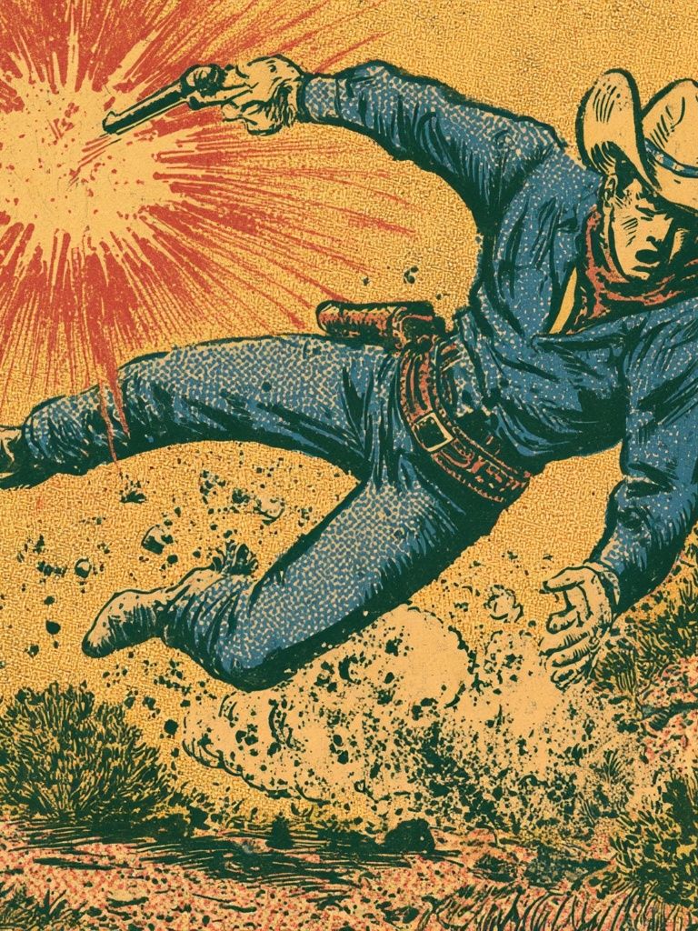 Cowboy Gunfight Vintage Poster. poster — vintage art