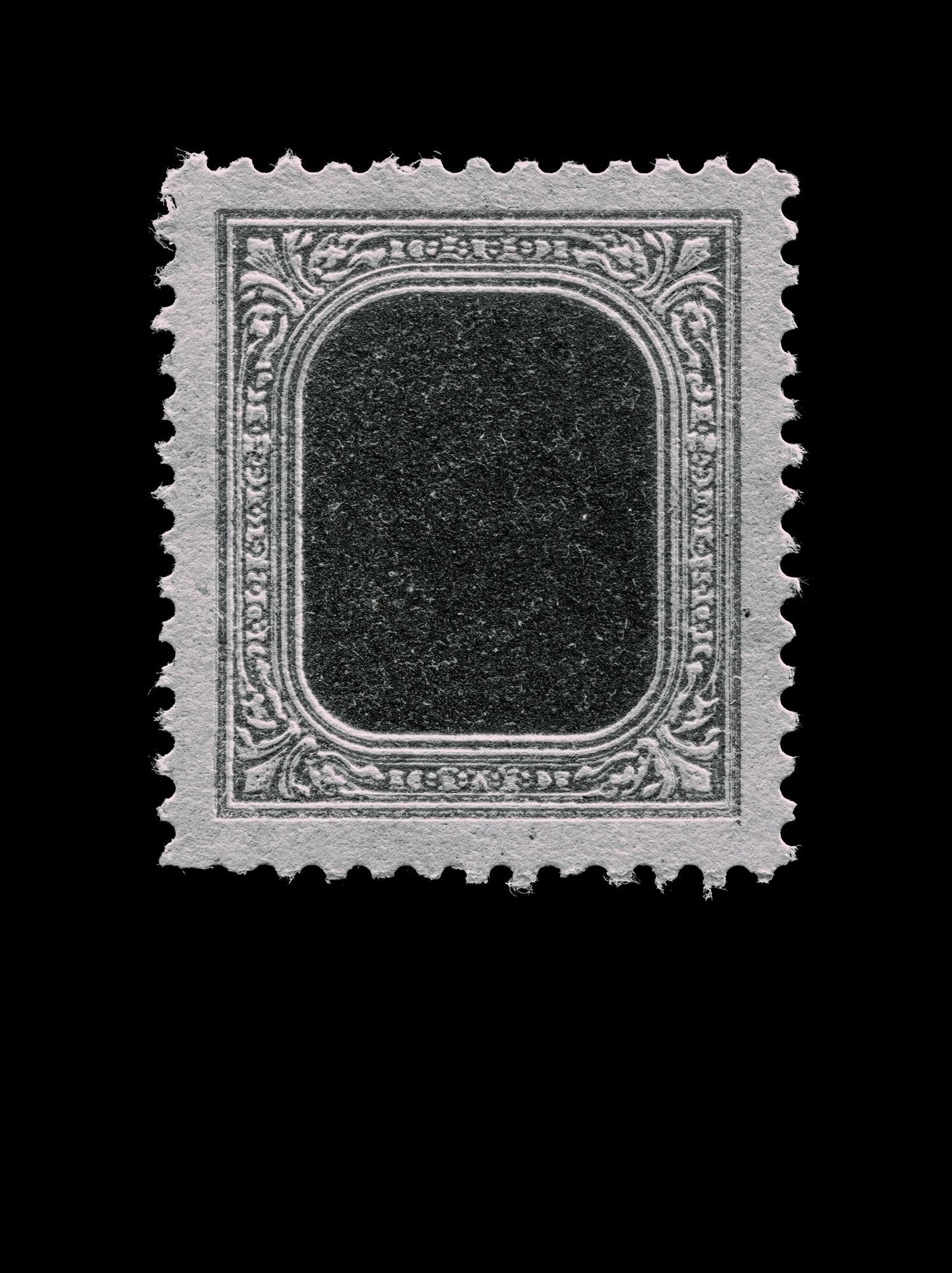 Ornate Stamp Frame Black-White Print. poster detail