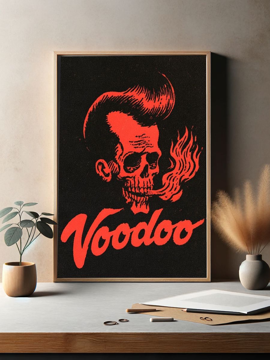 Voodoo Skull Typography Poster. — room view 2