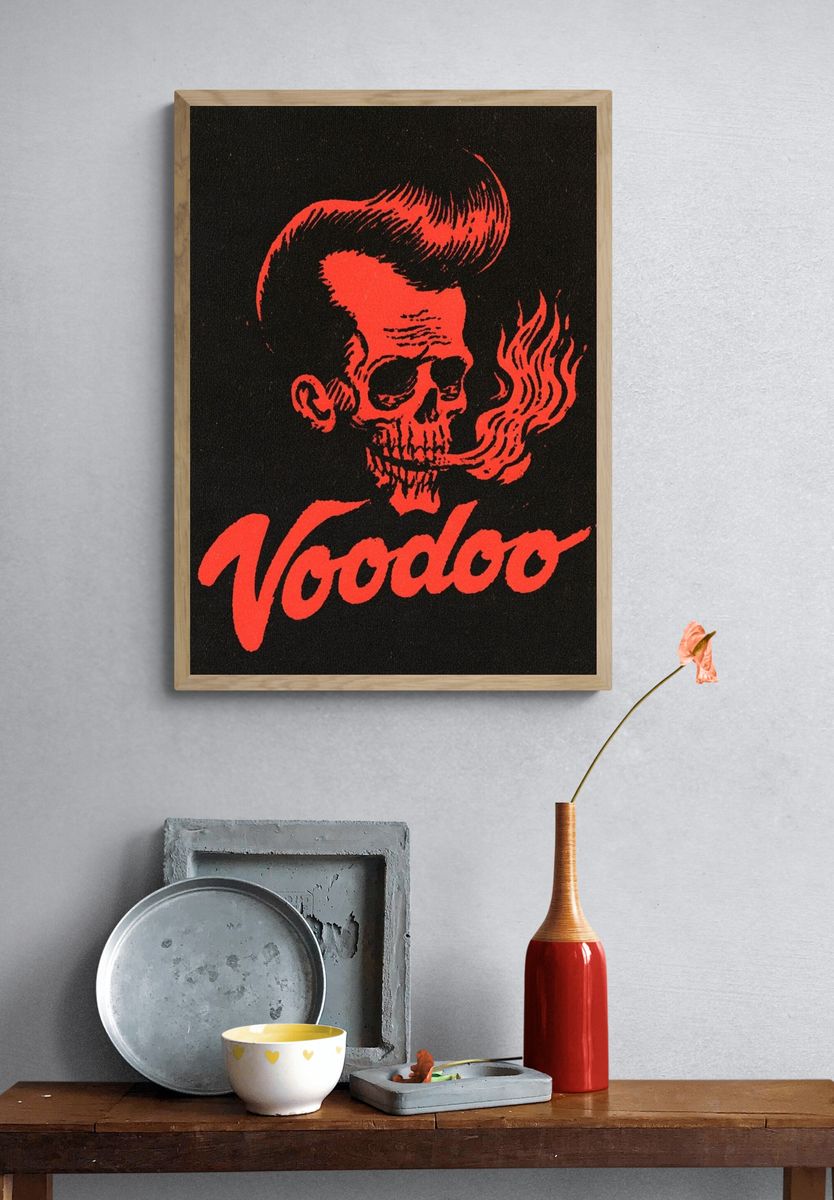 Voodoo Skull Typography Poster. — room view 3