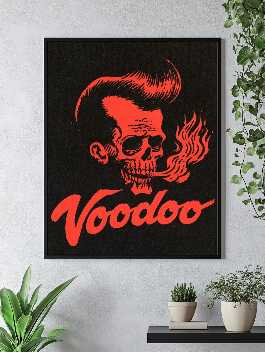 Voodoo Skull Typography Poster. — room view 4