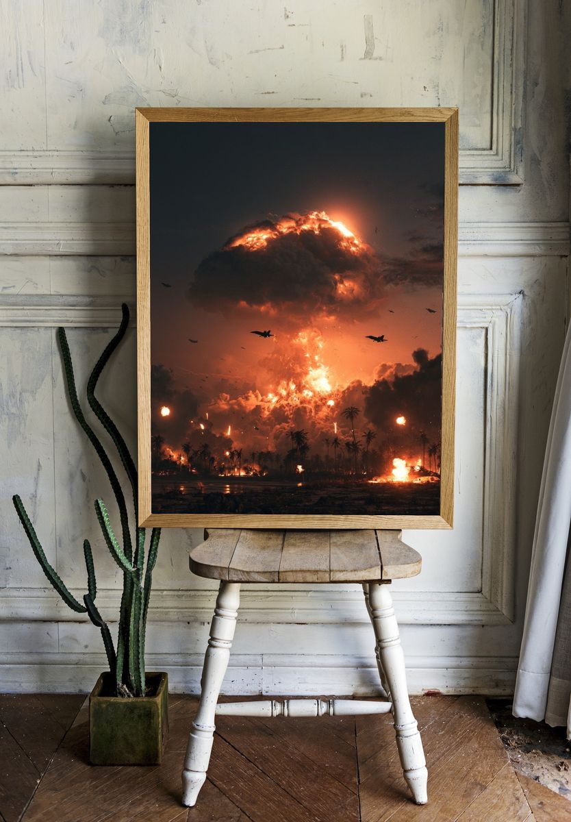 Volcanic Explosion — Digital Art Print. — room view 1