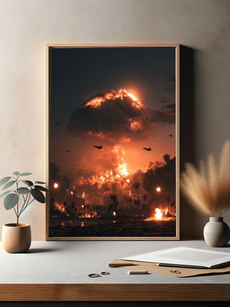 Volcanic Explosion — Digital Art Print. — room view 2