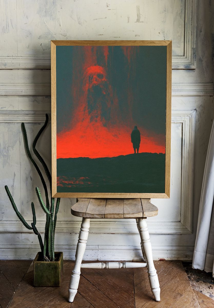 Volcanic Silhouette Photography Poster. — room view 1