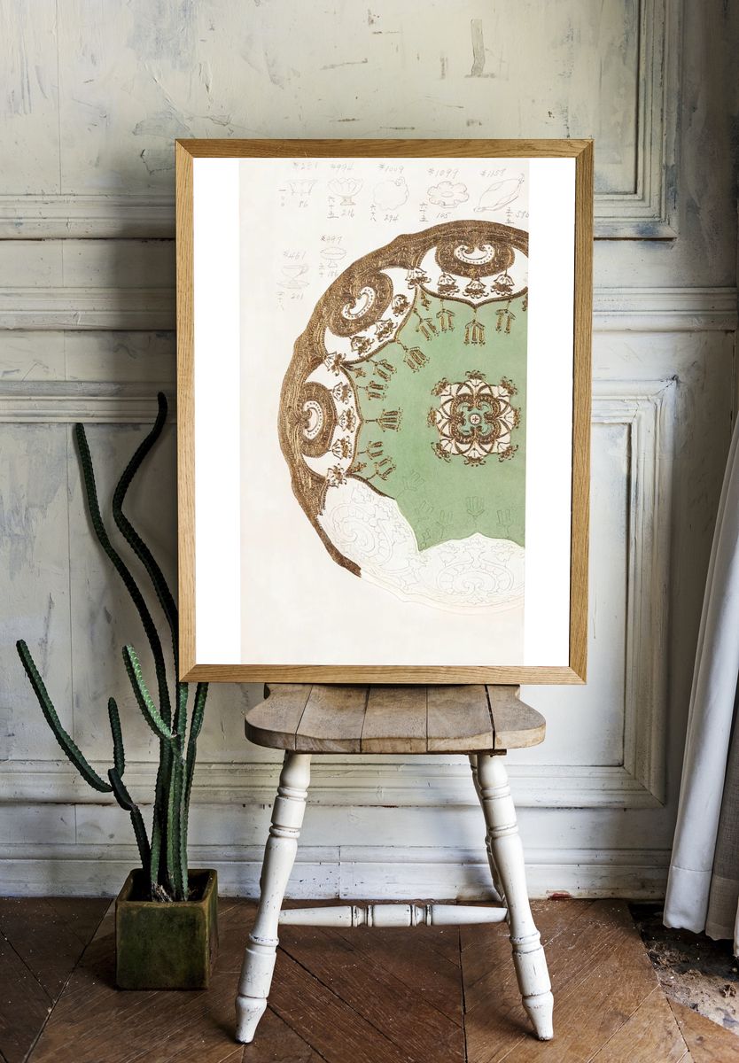 Ornate Plate Design — Vintage Print. — room view 1