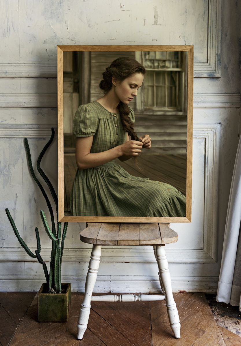 Vintage Portrait of a Braided Woman Poster. — room view 1