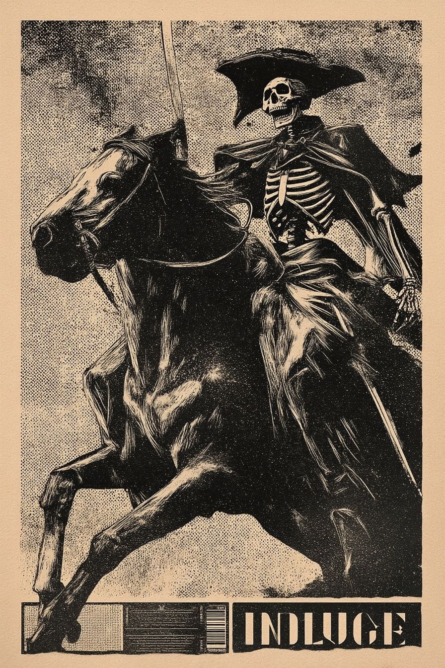 Skeleton Rider — Vintage Print. poster — vintage art