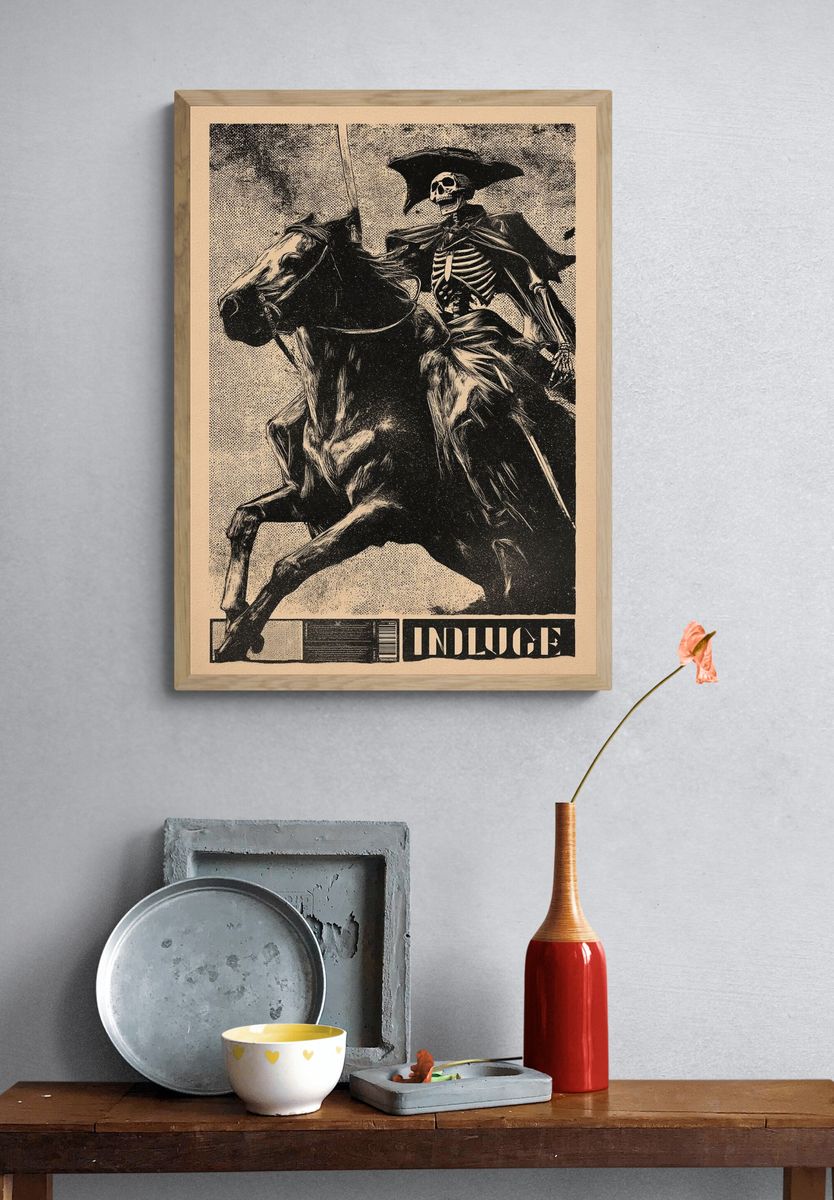 Skeleton Rider — Vintage Print. — room view 3