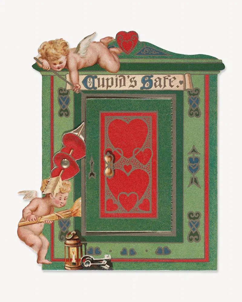 Cupid's Safe — Vintage Print. poster — vintage art