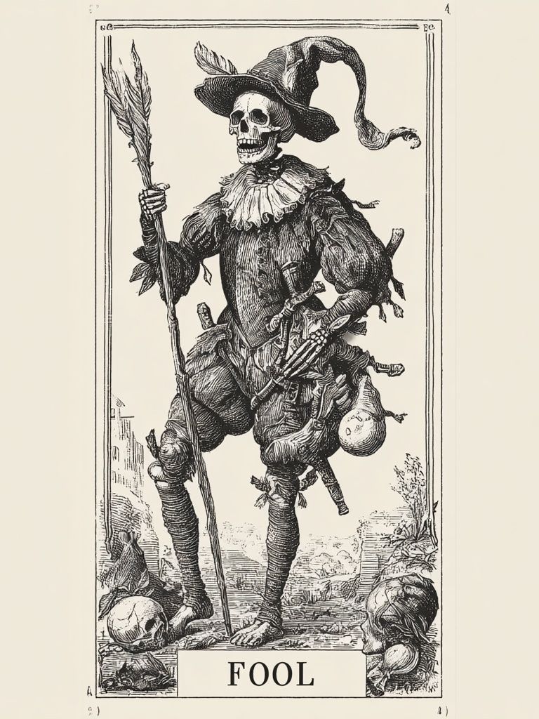 Fool Skeleton — Vintage Print. poster — vintage art
