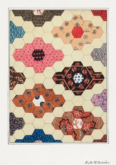 Hexagonal Quilt Pattern — Vintage Print.