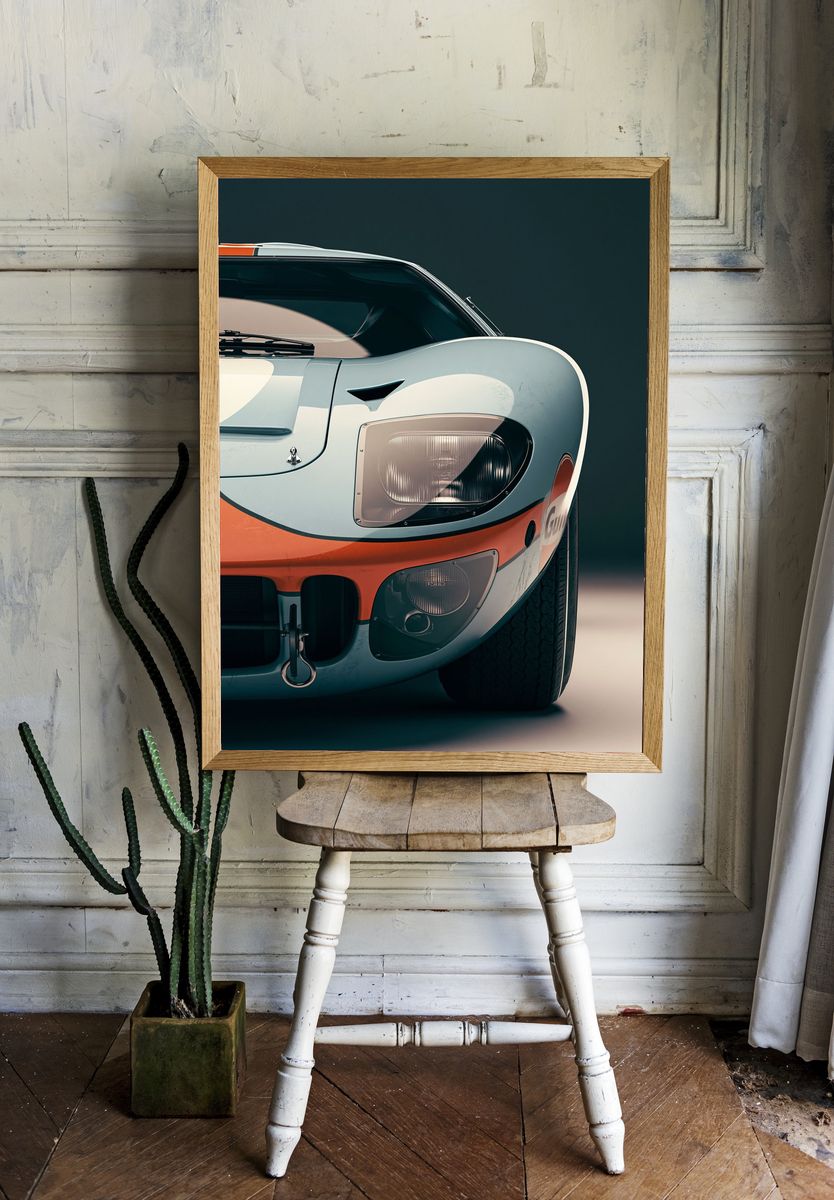 Vintage Race Car Photography Poster. — room view 1