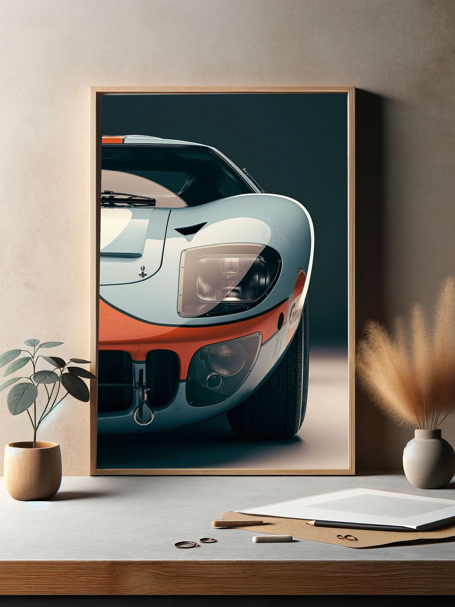 Vintage Race Car Photography Poster. — room view 2